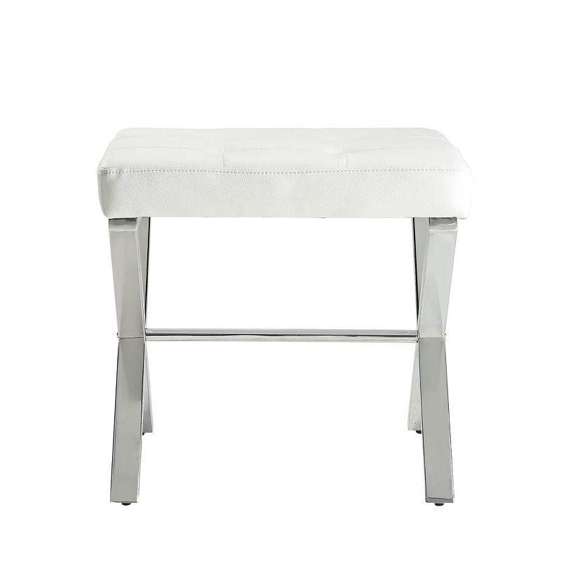 Evon Vanity Bench White/Chrome - Carolina Chair & Table