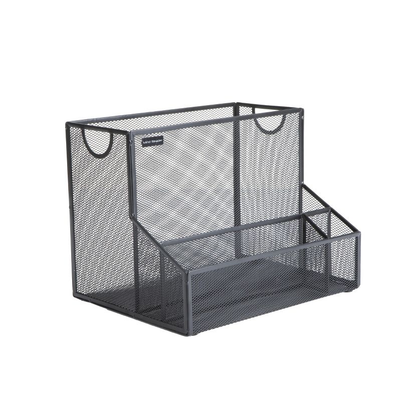 Mind Reader Metal Mesh Large File Organizer Storage Basket, Black
