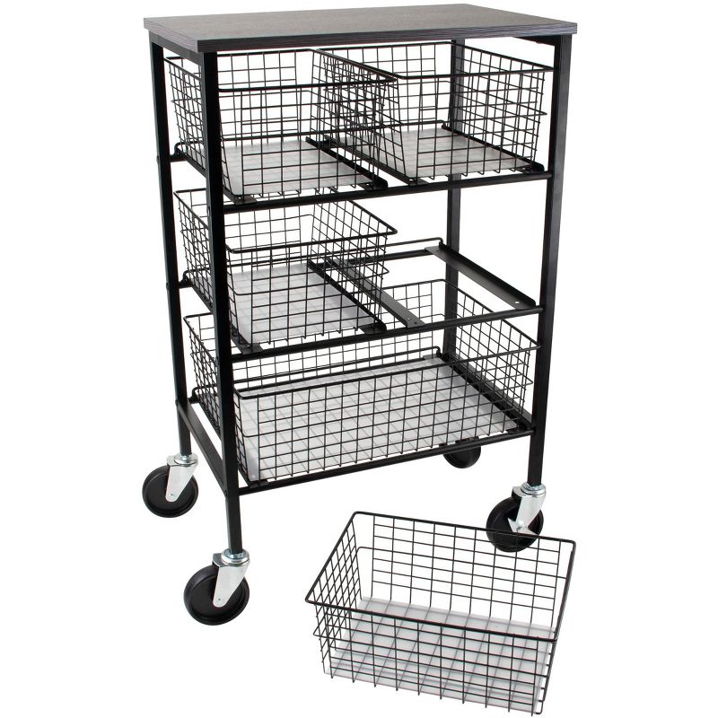 Tim Holtz Rolling Utitlty Basket Storage Cart W/5 Drawers-12.99"X14.17"X29.13" FOB:MI
