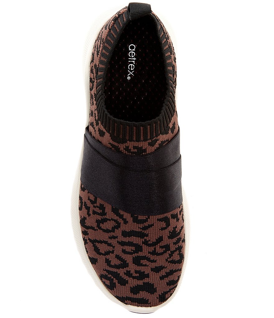Aetrex Allie Leopard Knit Slip-On Sneakers