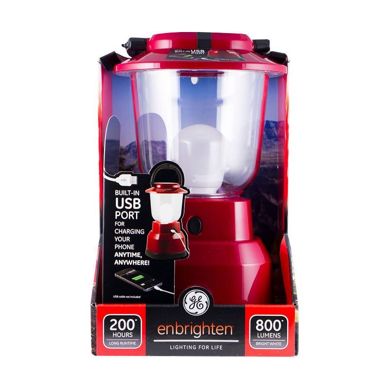 6D 11.2" LED Outdoor Lantern With USB Charging - Red - Enbrighten