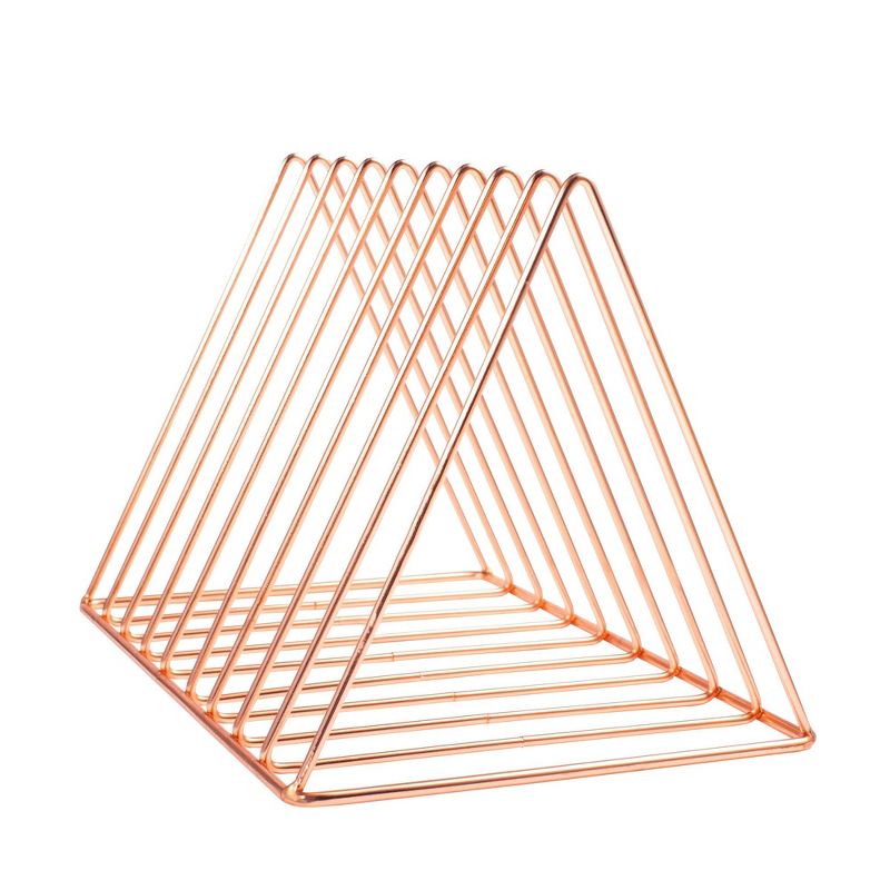 Zodaca Rose Gold Magazine Holder, 9 Slots File Sorter, Desk Organizer, Triangle 10.2x6.8x6.9