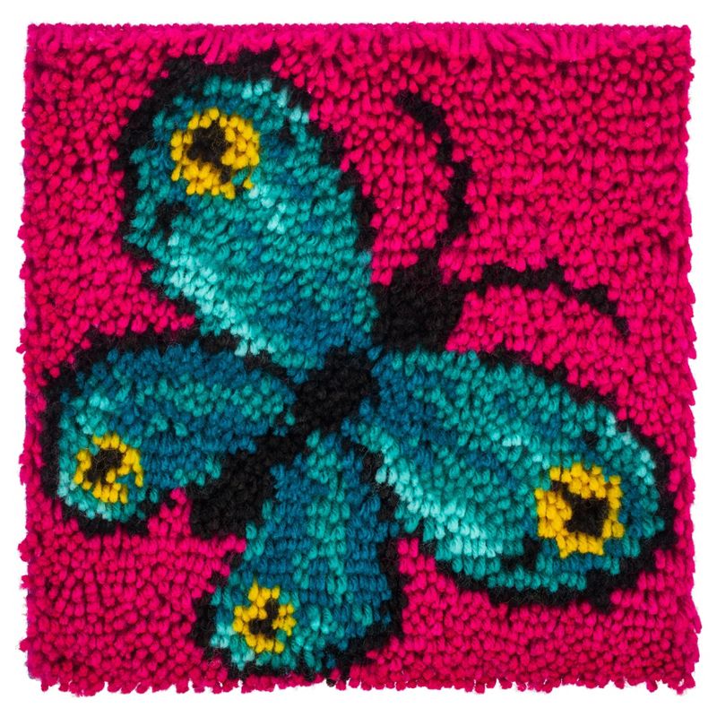 Wonderart Latch Hook Kit 8"X8"-Butterfly