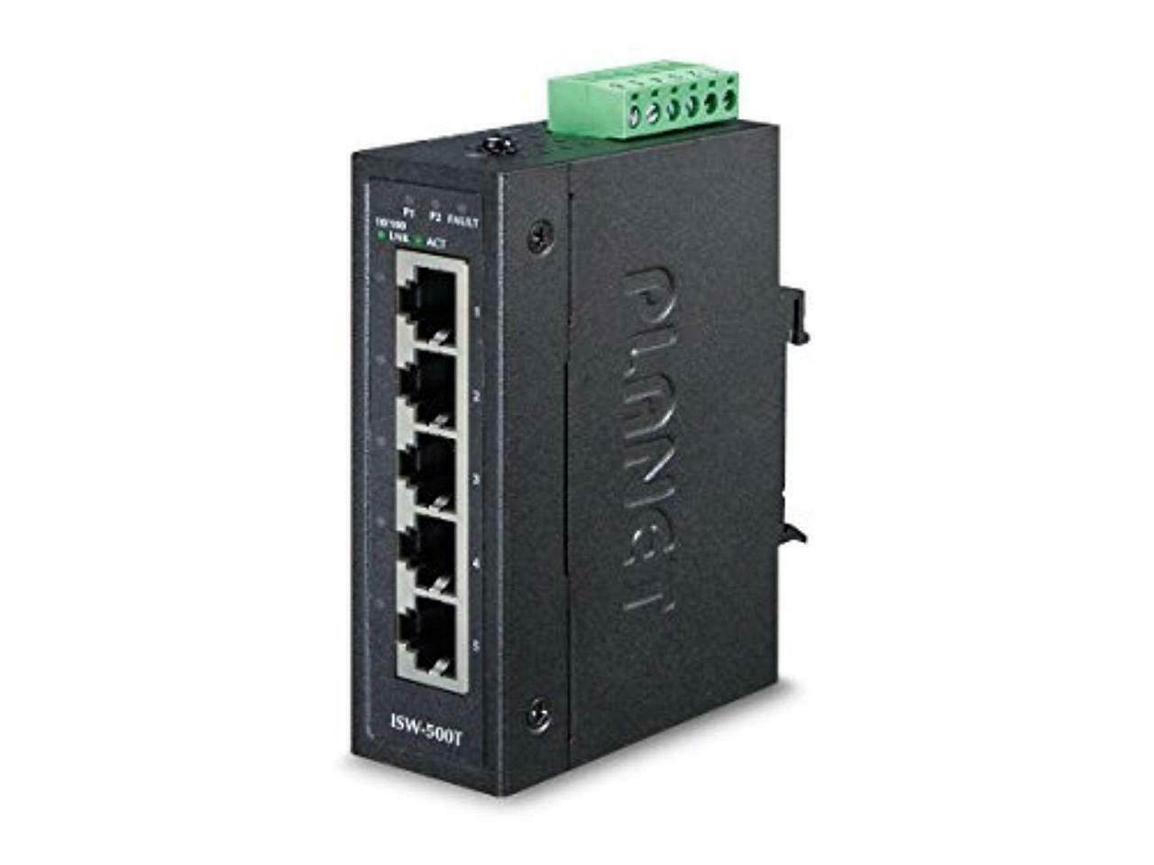 Planet ISW-500T IP30 Compact Size 5-Port 10/100TX Industrial Fast Ethernet Switch (-40~75 degrees C)