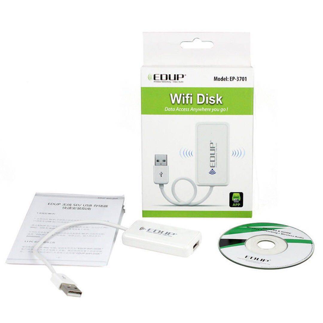 EDUP EP-3701 Wireless WiFi Disk USB SD Hard Drive Storage Adapter for iPhone Android Galaxy