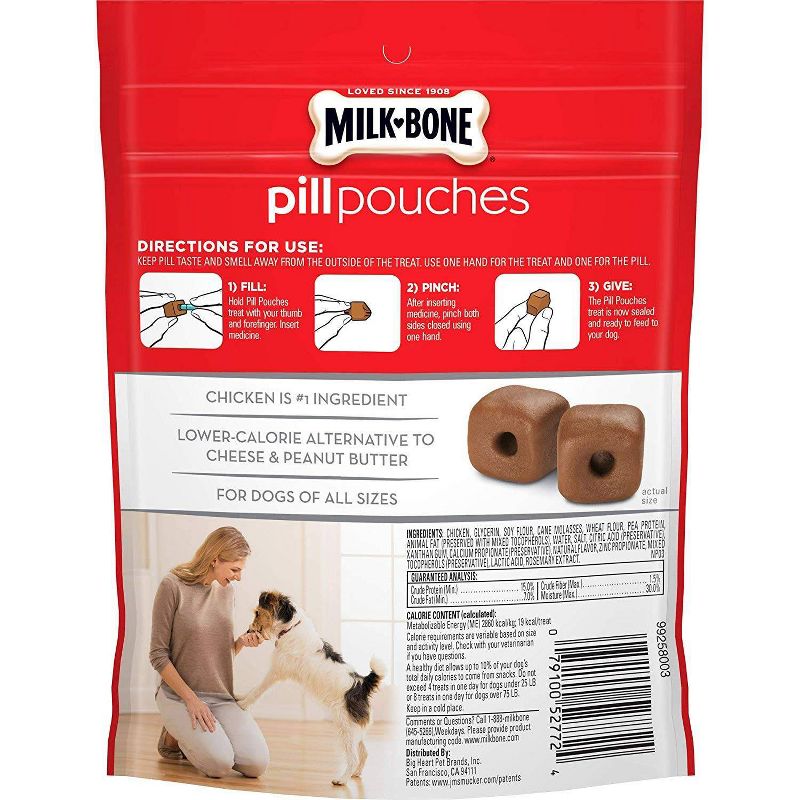 MilkBone Dog Treats Bone Pill Pouches Chicken Flavor 6oz