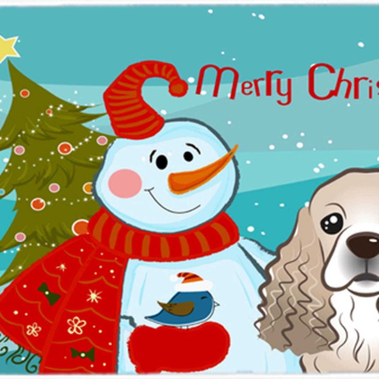 Snowman with Cocker Spaniel Mouse Pad, Hot Pad or Trivet BB1836MP