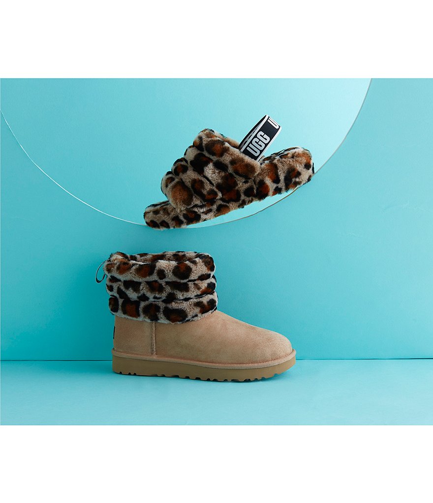 UGG&reg; Fluff Yeah Leopard Print Fur Slides