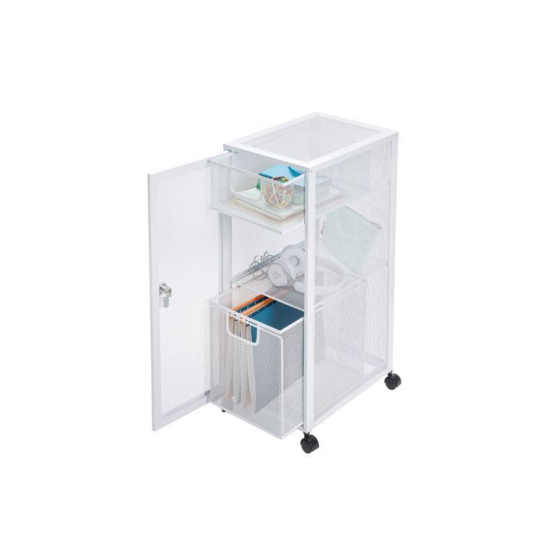 Design Ideas Meshworks Mini Metal Storage Locker, Two Drawers with Lock and Key 10&rdquo; x 14&rdquo; x 25&rdquo;