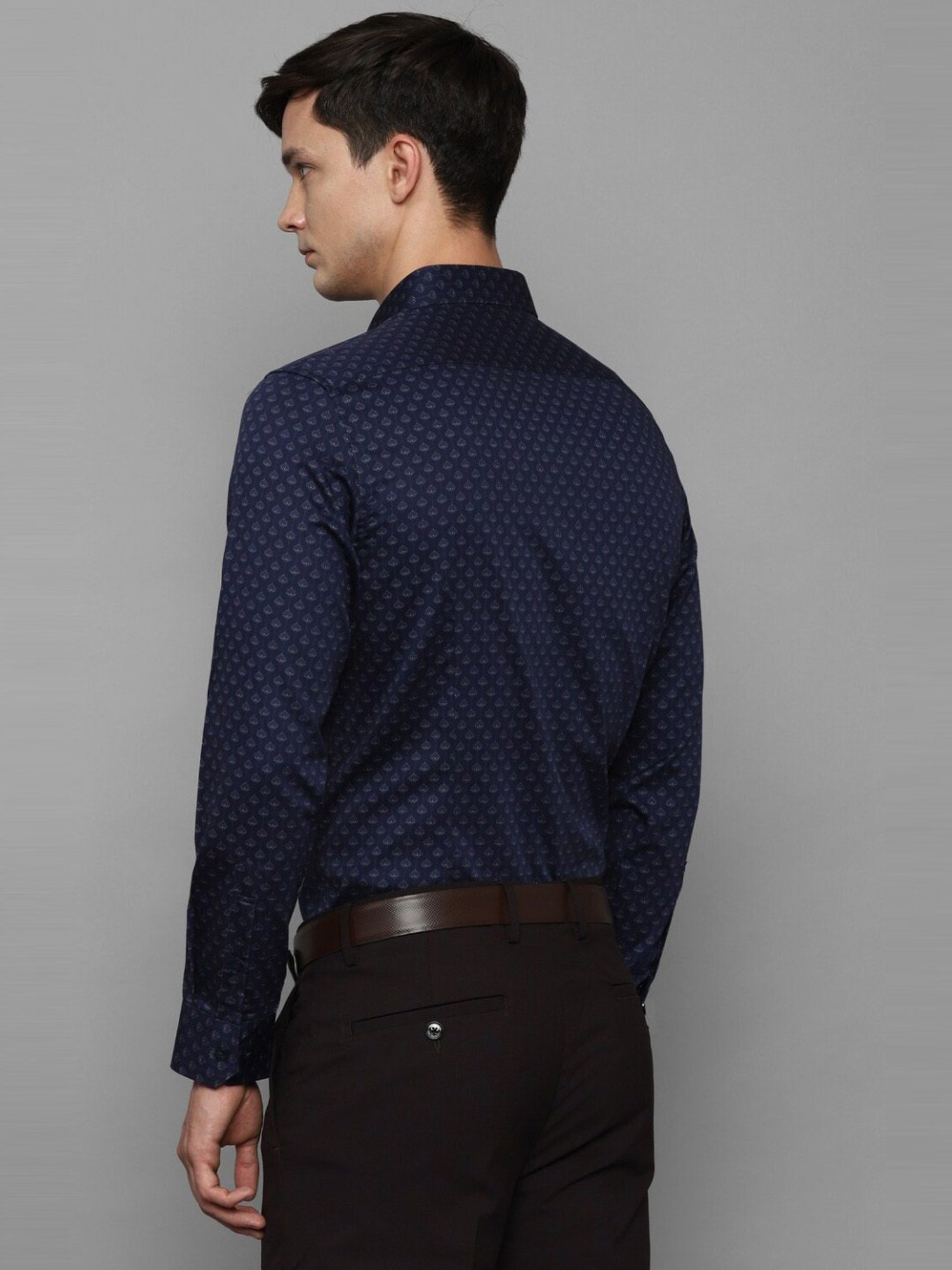 Sojanya Blue Cotton Regular Fit Self Pattern Shirt