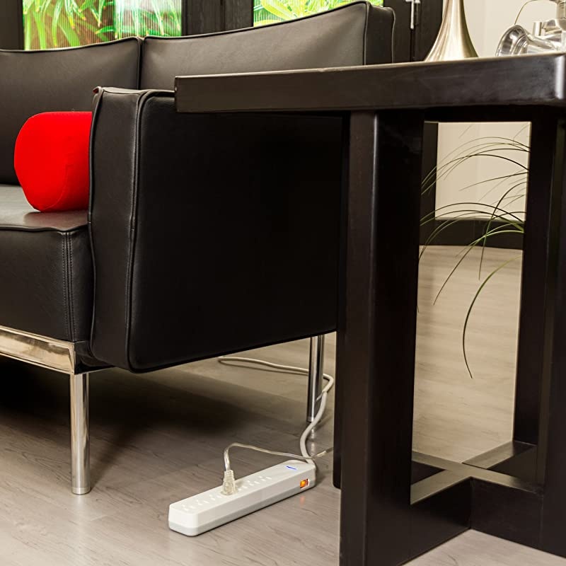 Power Strip Sur Protector 7 Outlets Long Power Cord 4ft Wall Mount Warranty White 36358