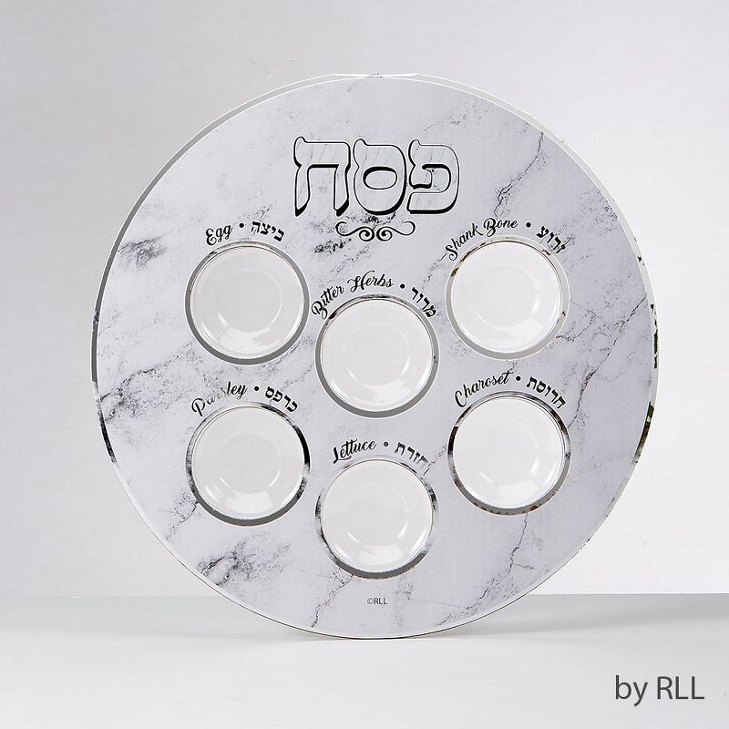 Rite Lite 11.5" Laminated Passover Single-Use Seder Plate - White