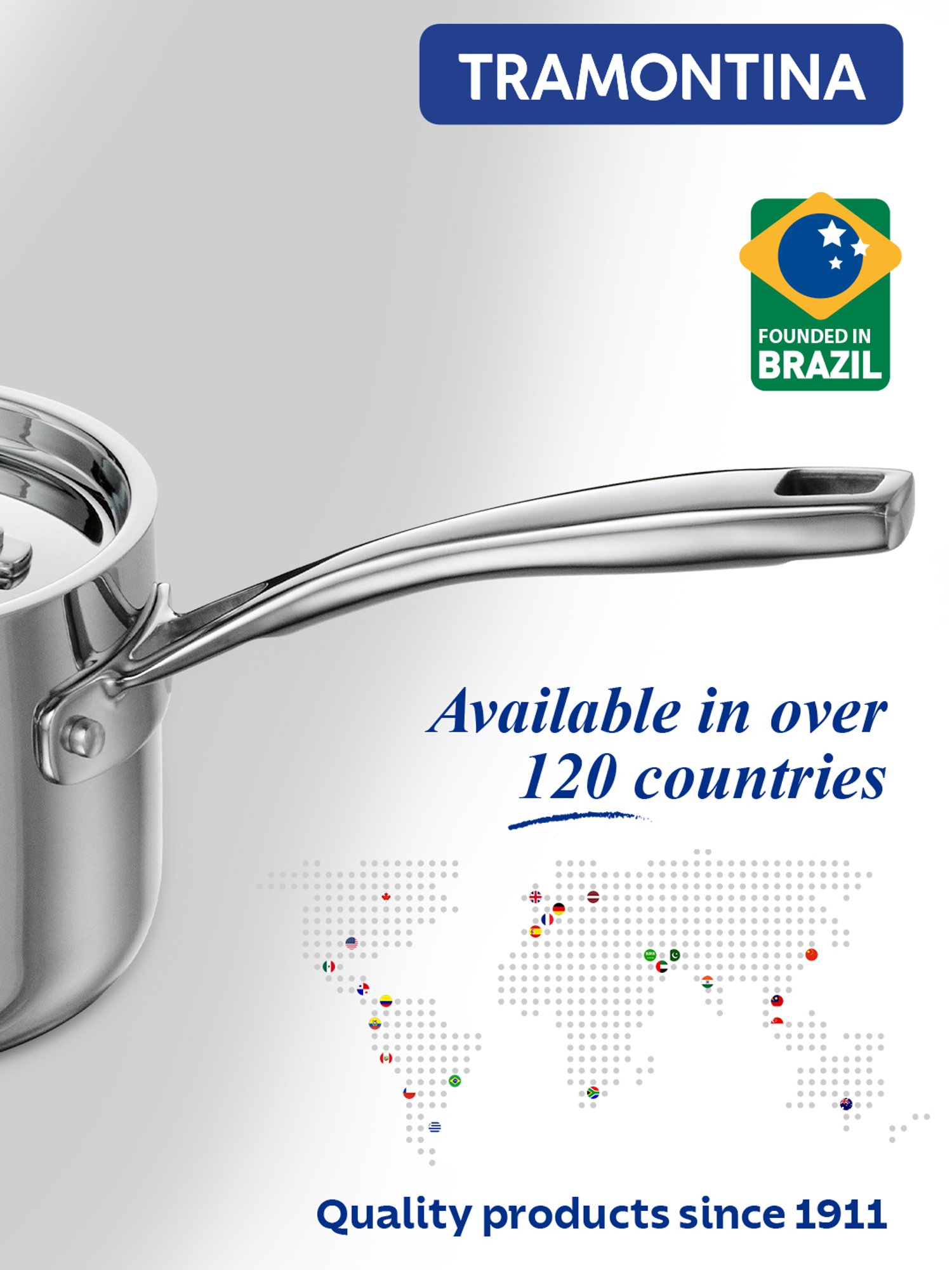 Tramontina Aeion Triply Non-Toxic Stainless Sauce Pan with Lid 14cm/1.5L NSF Certified