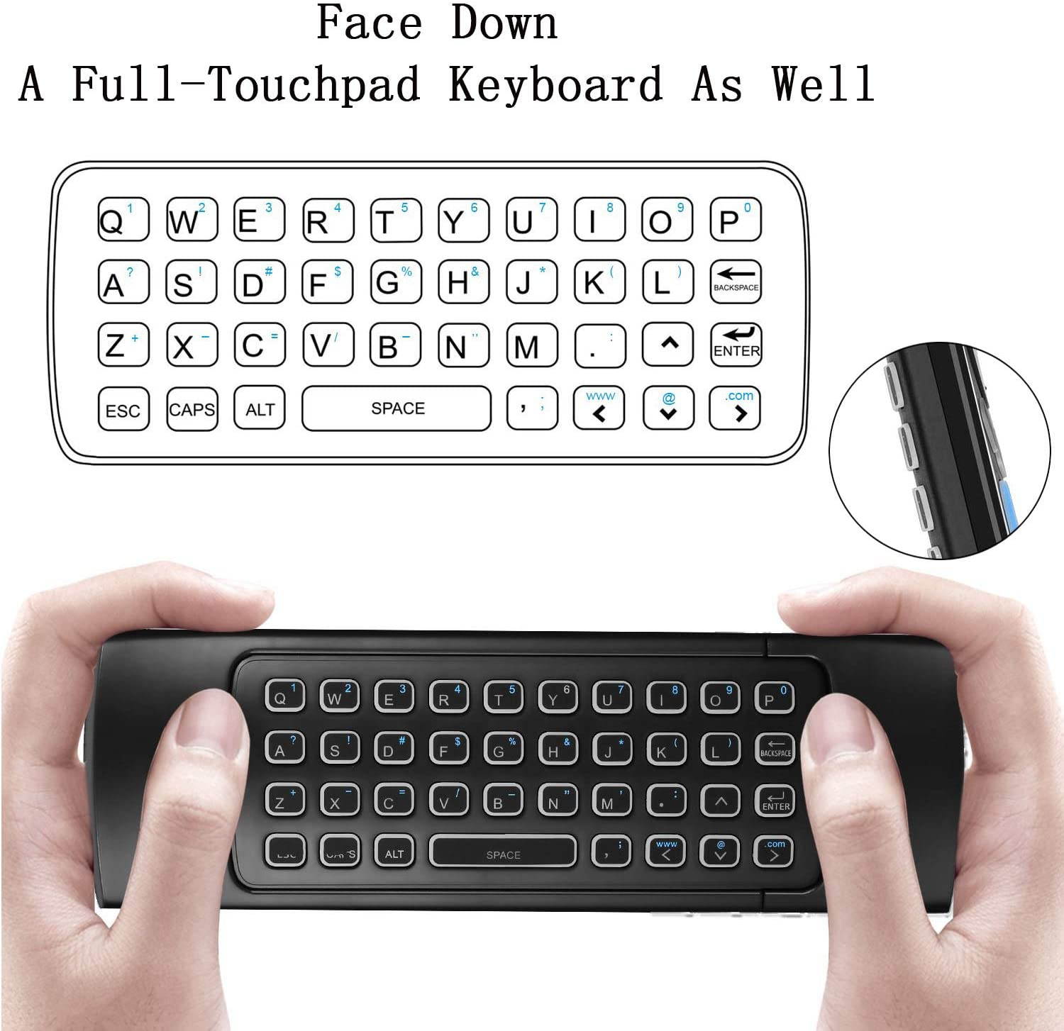 Updated Bluetooth Air Mouse for Android tv Box, Mini Wireless Keyboard Air TV Remote Mouse Control with Backlit CR3 for Android TV Box, Mini PC, Smart TV, HTPC, All-in-One PC/TV