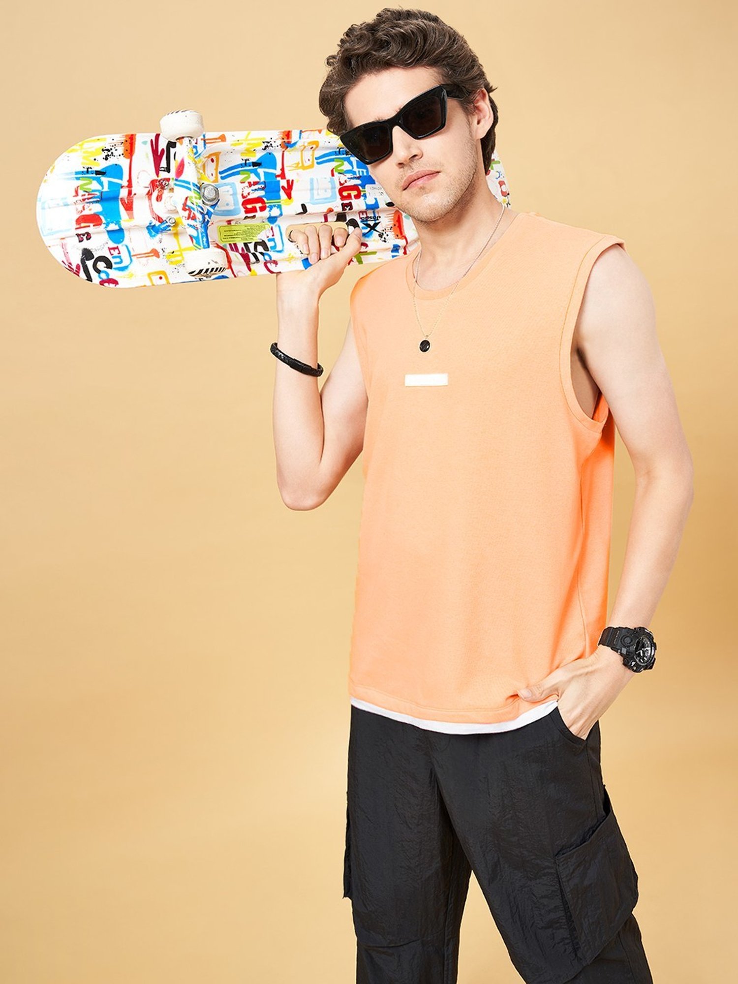 Street 808 By Pantaloons Peach Cobbler Regular Fit Vest