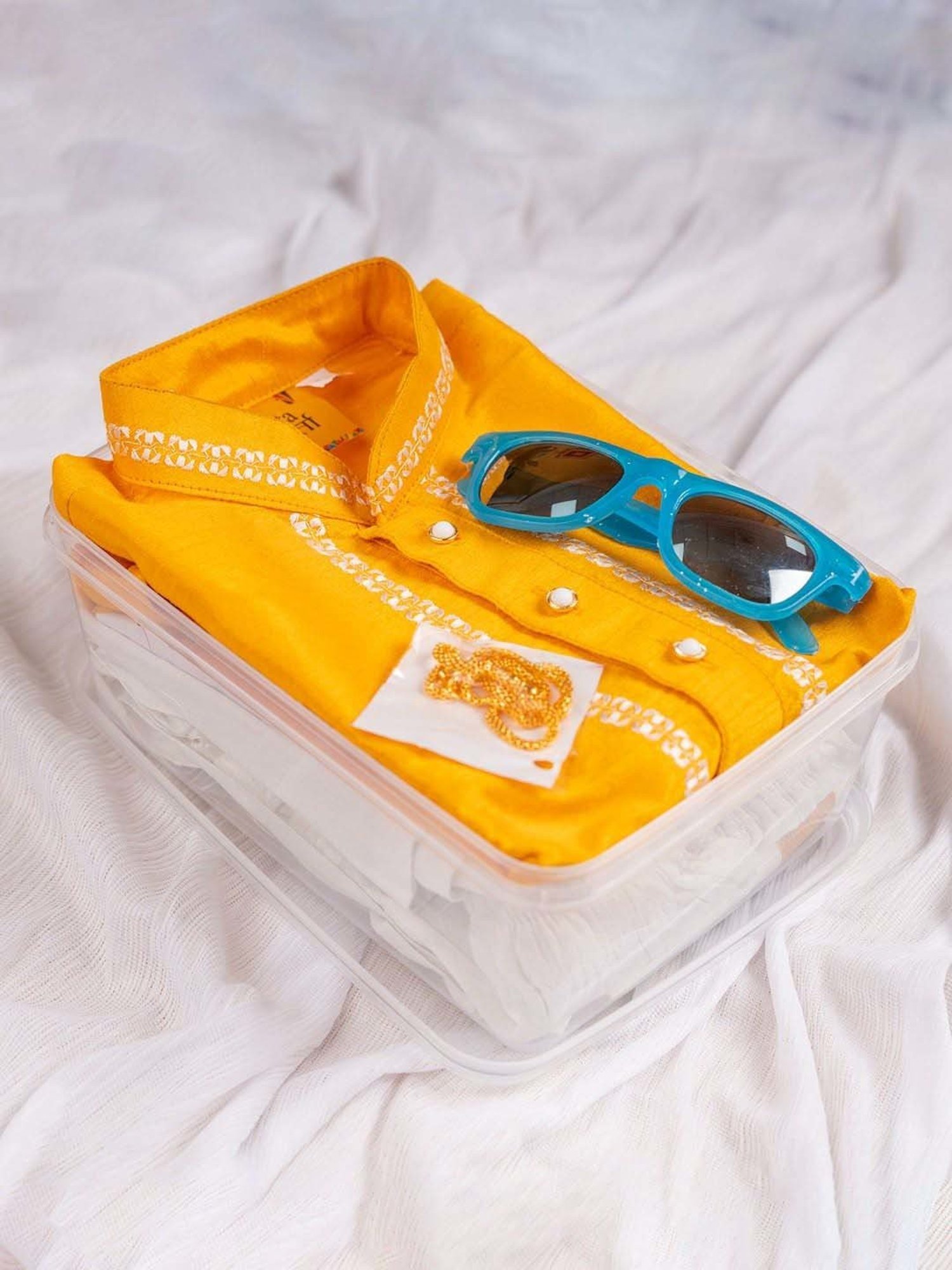 Baby Moo Kids Yellow & White Regular Fit Full Sleeves Kurta Set