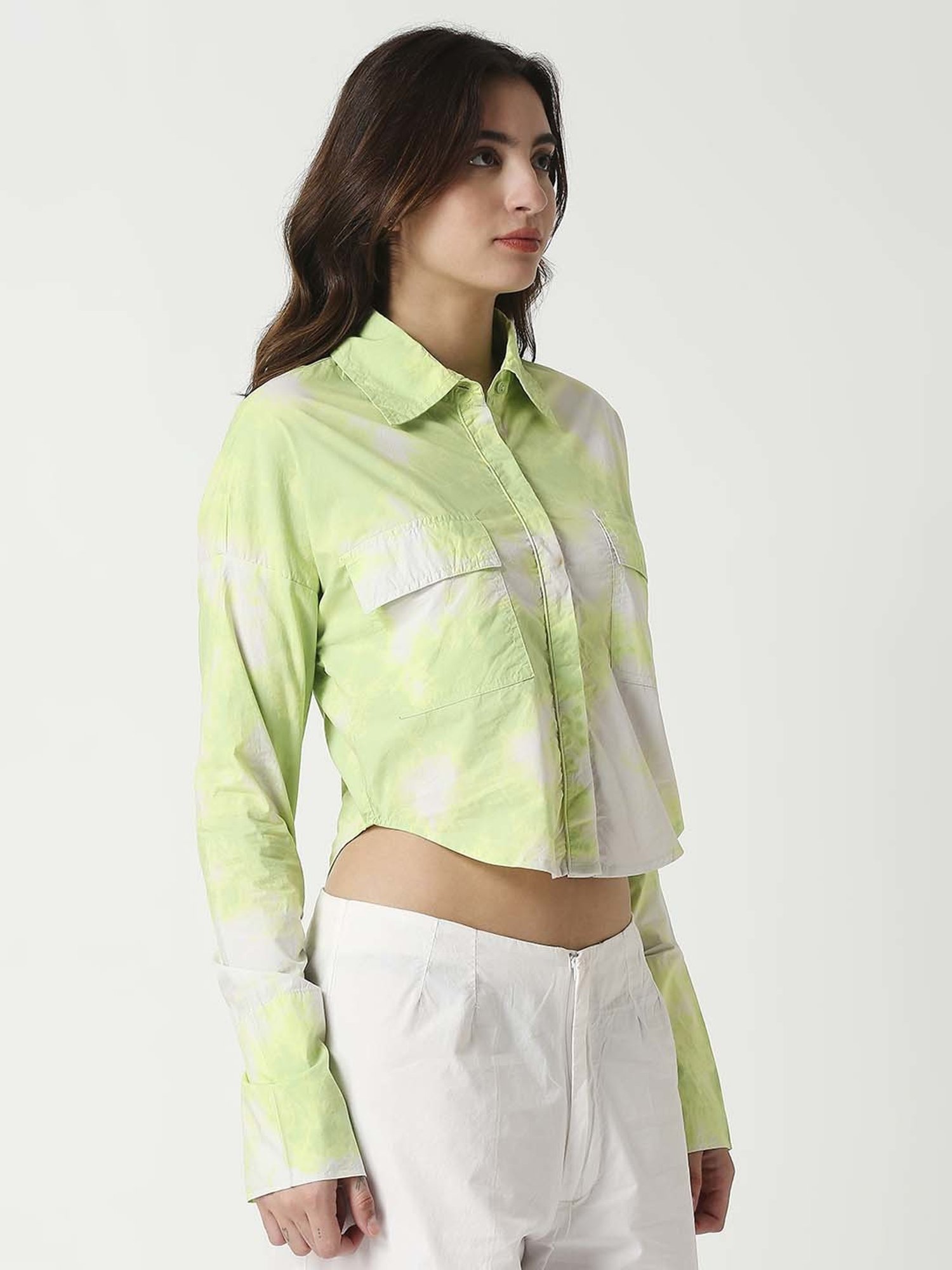 Remanika Green Cotton Tie & Dye Shirt