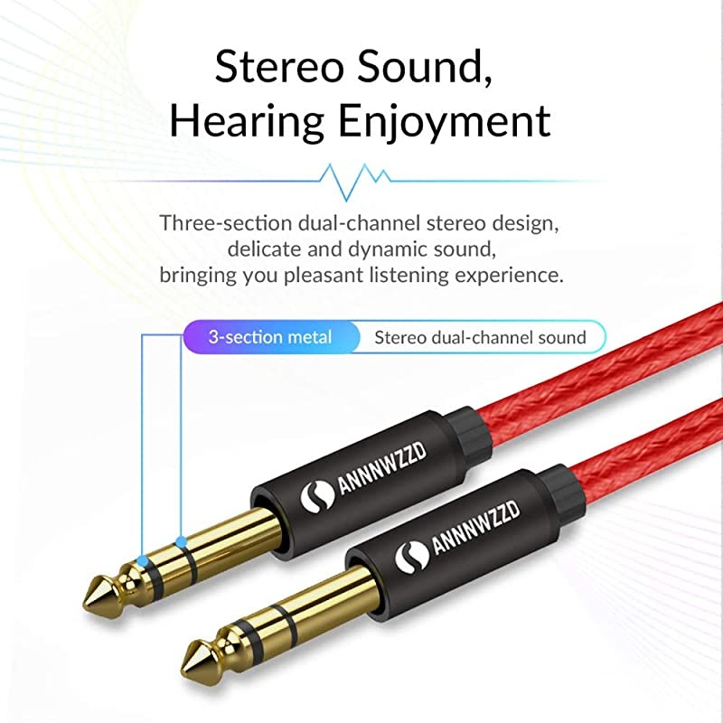 635mm 14 TRS to 635mm 14 TRS Stereo Audio Cable Male to Male 10ft 3M