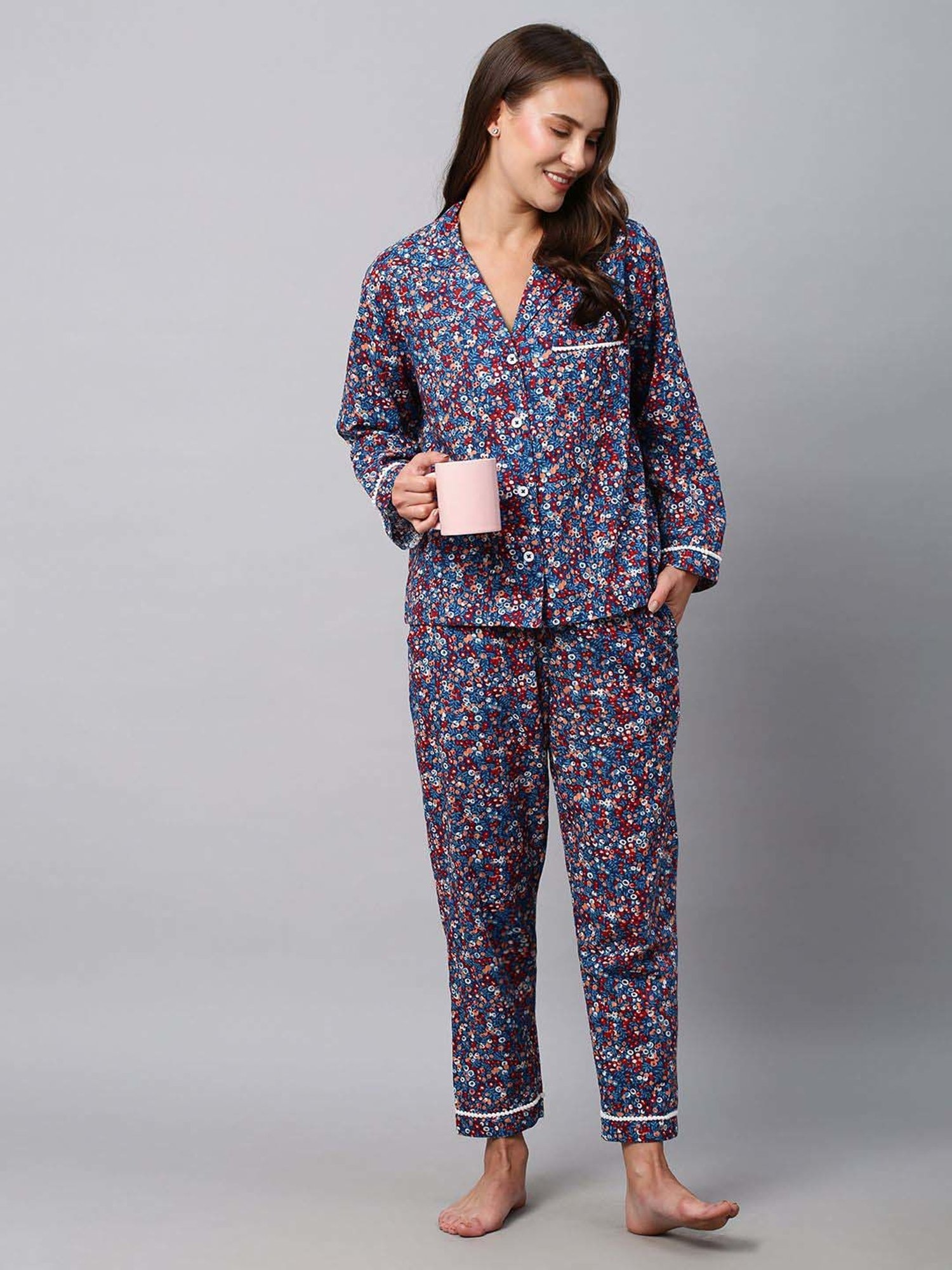 Chemistry Multicolored Floral Print Shirt Pyjama Set
