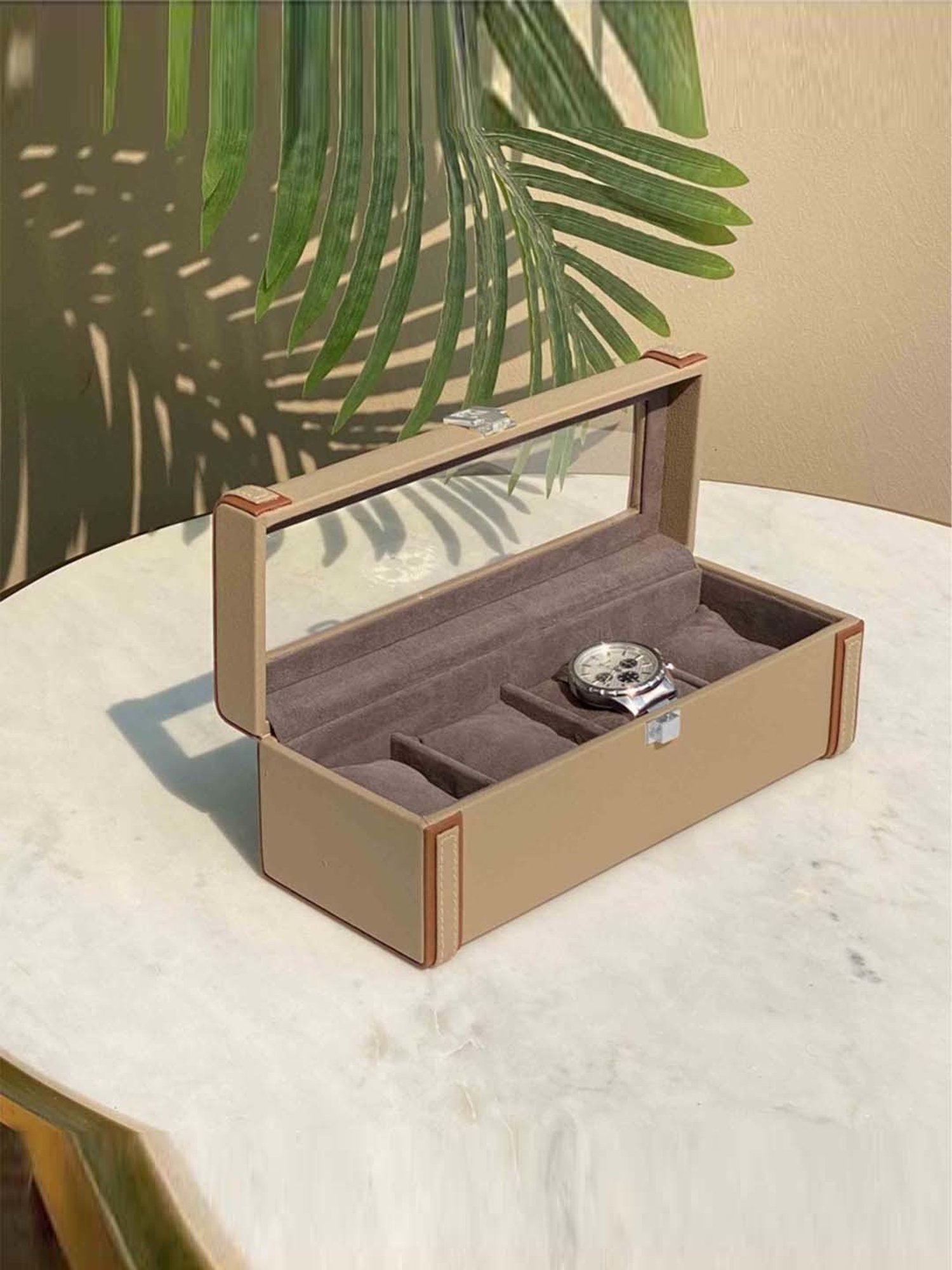Mason Home Taupe Naples Watch Box - 4 Slots
