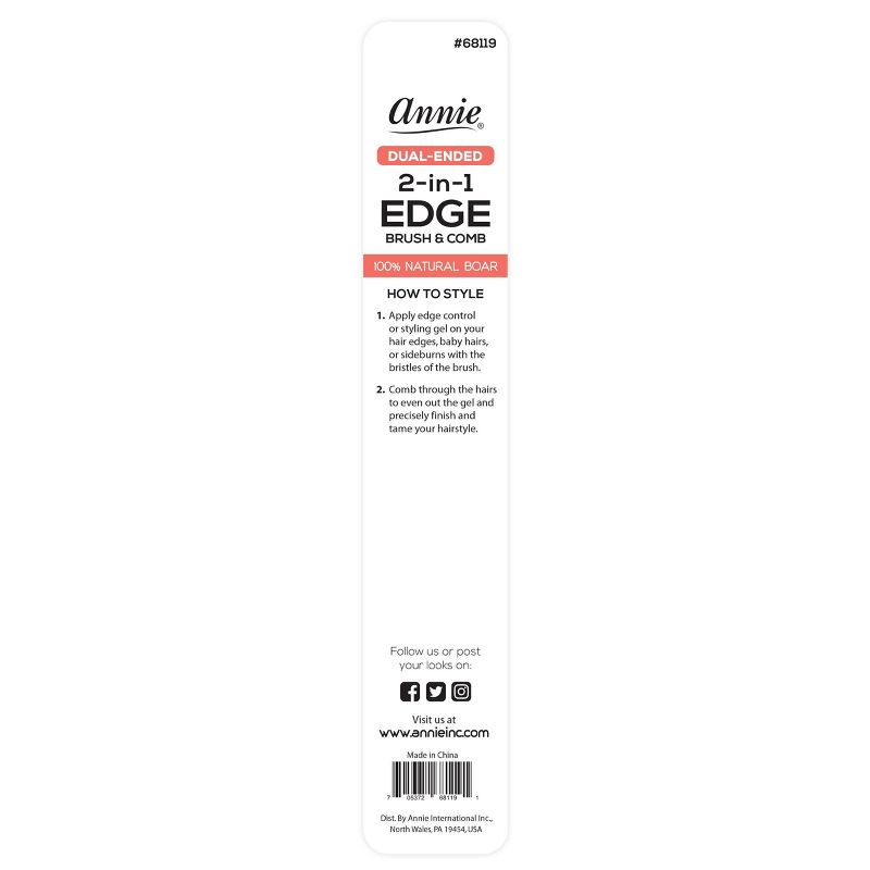 Annie International Double-Sided Edge Brush and Hair Brush - Black