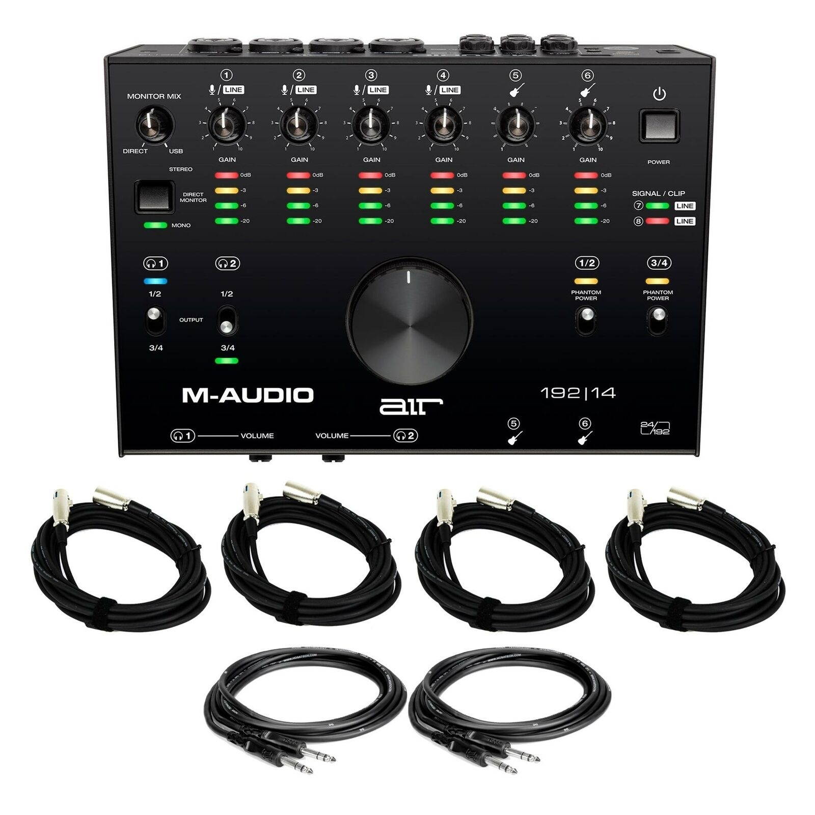 M-Audio Air 192|14 USB Interface Bundle with 4 XLR Cables and 2 TRS Cables