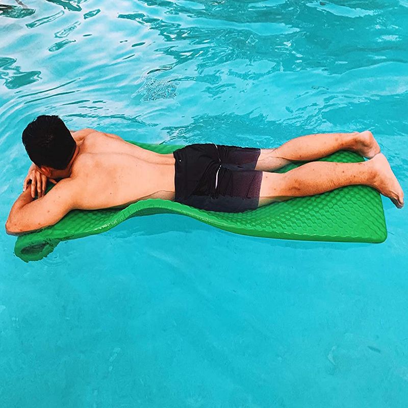 Vos 72 Inch Soft Wavy Foam Long Lasting UV Chlorine Resistant Water Pool Float Lounger Raft for Lakes, Rivers, and Open Water, Green