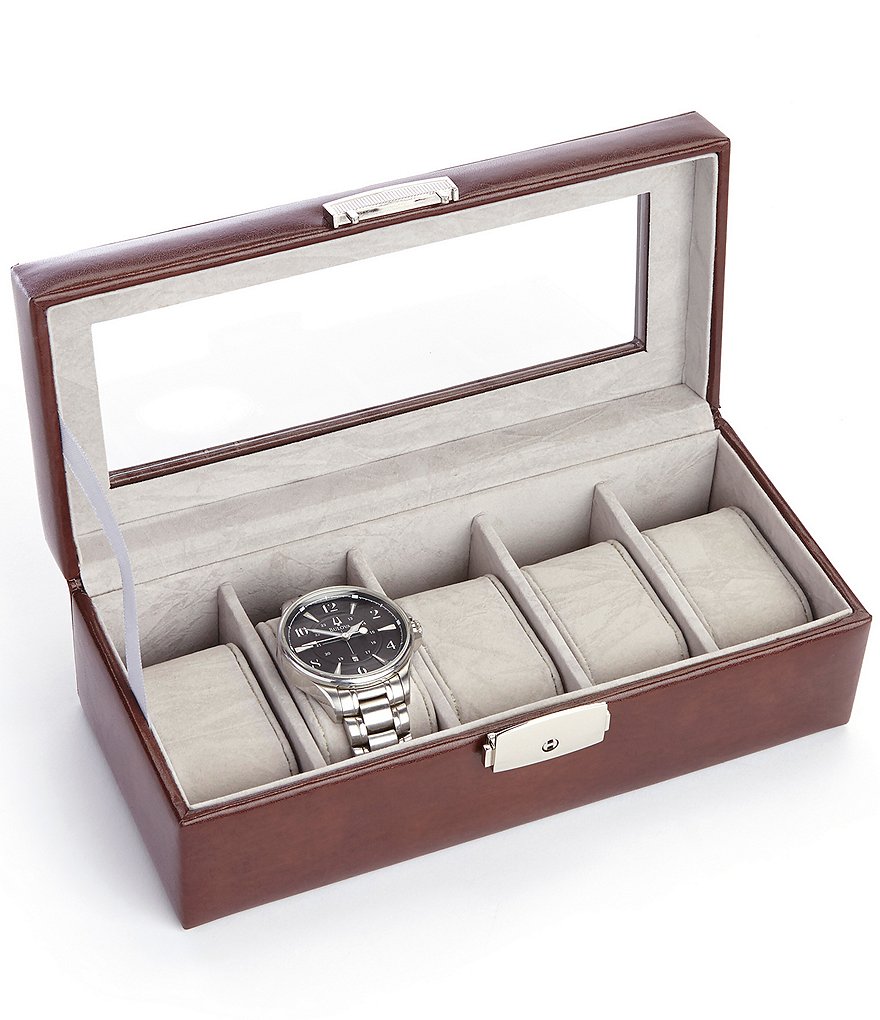 ROYCE New York Aristo Leather Five Slot Watch Box