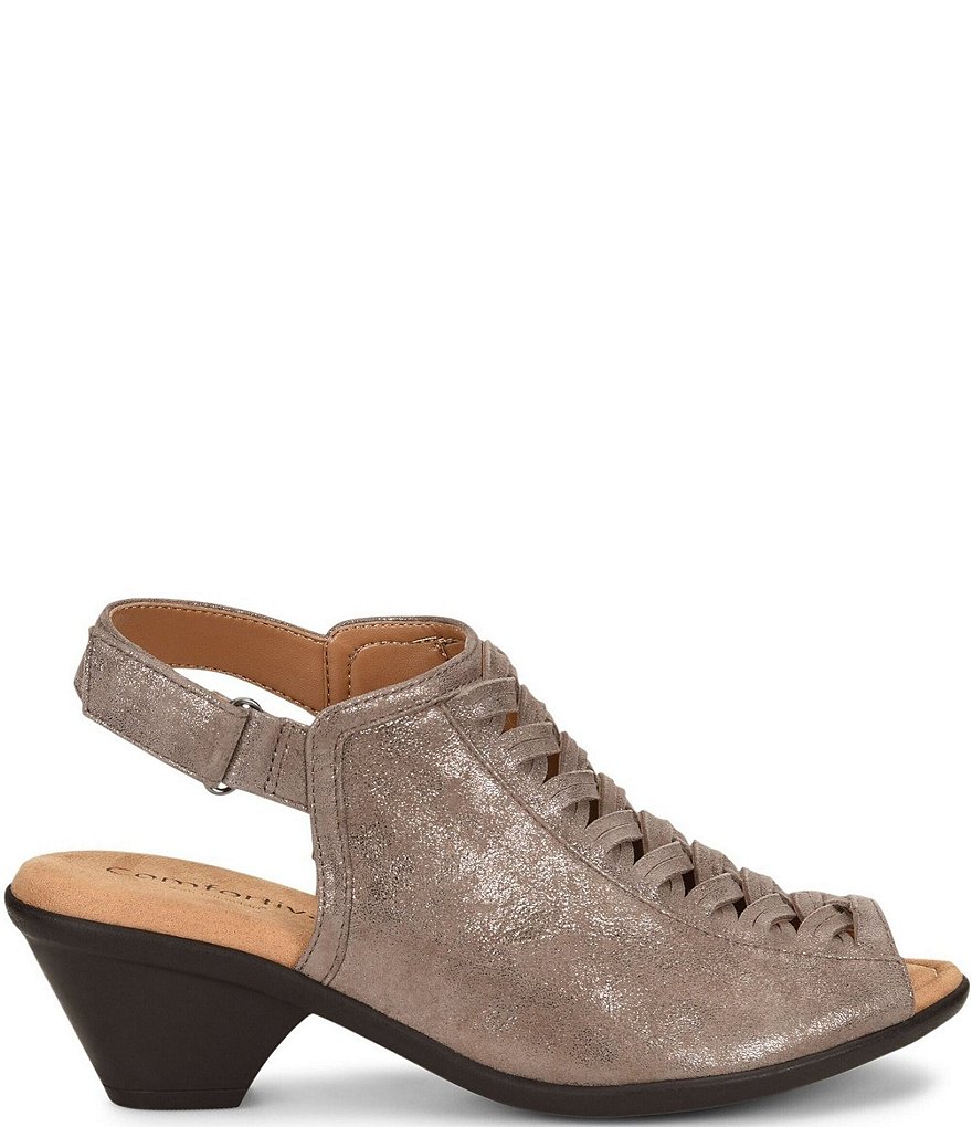 Comfortiva Finella Metallic Suede Slingback Peep Toe Mules