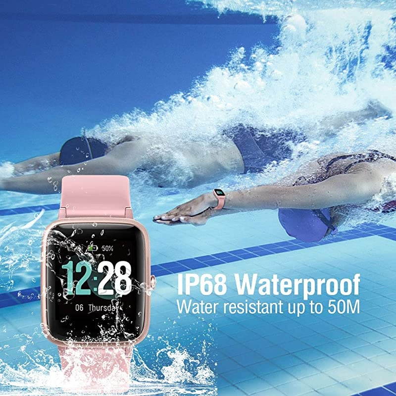 Smart Watch for Android Phones and iOS Phones, All-Day Activity Tracker with Heart Rate Sleep Monitor, 1.3" Full Touch Screen, 5ATM Waterproof Pedometer, Smartwatch for Men Women