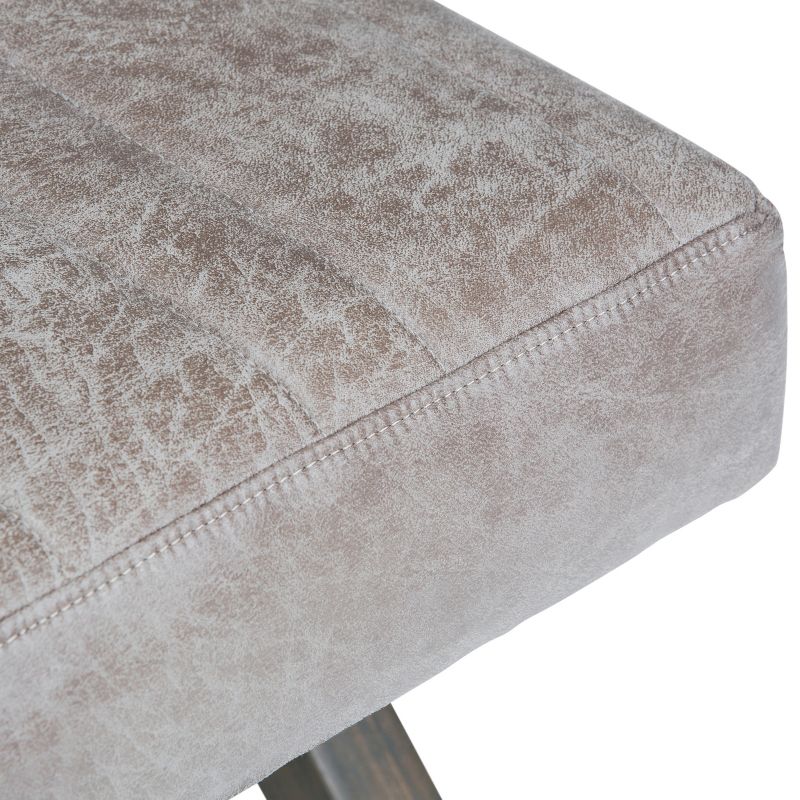 48" David Ottoman Bench Distressed Gray Taupe Faux Air Leather - WyndenHall