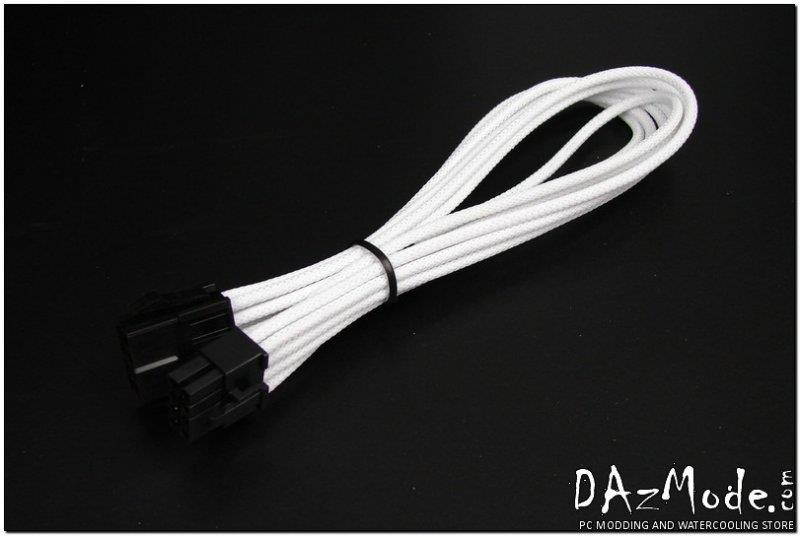 Darkside 8-Pin PCI-E 12" (30cm) HSL Single Braid Extension Cable - White (DS-0676)
