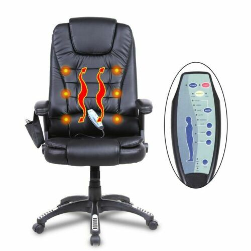 Upgrade 6 Point Massage Chair Office Executive Ergonomic Leather Vibrating Heat