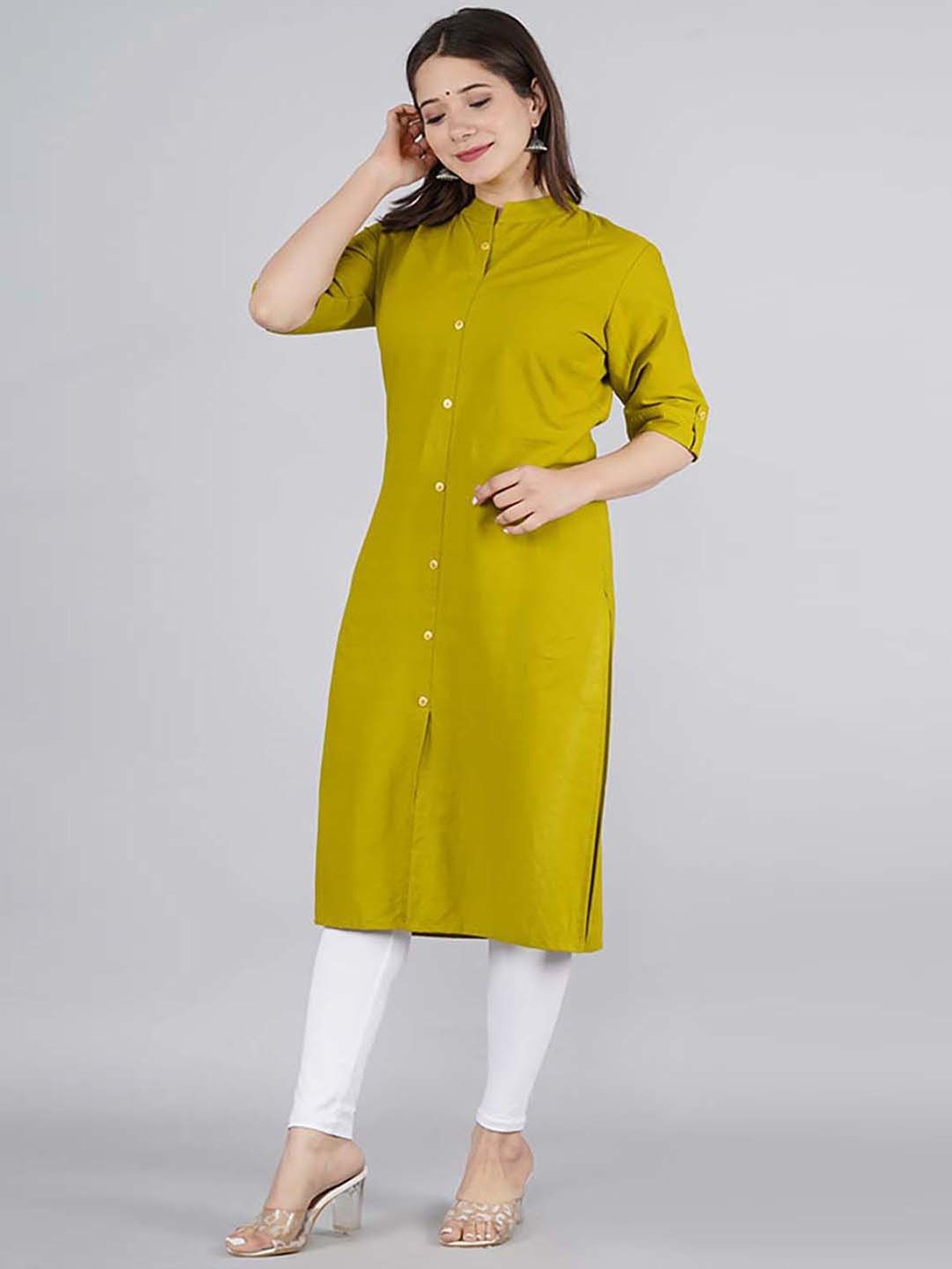 Kipek Green Cotton Straight Kurta