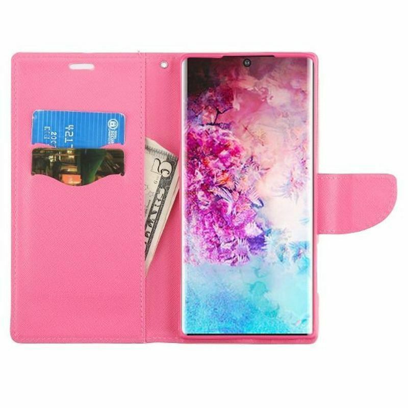 For  Galaxy Note 10 Plus Pink Liner MyJacket Leather Case Cover w/stand