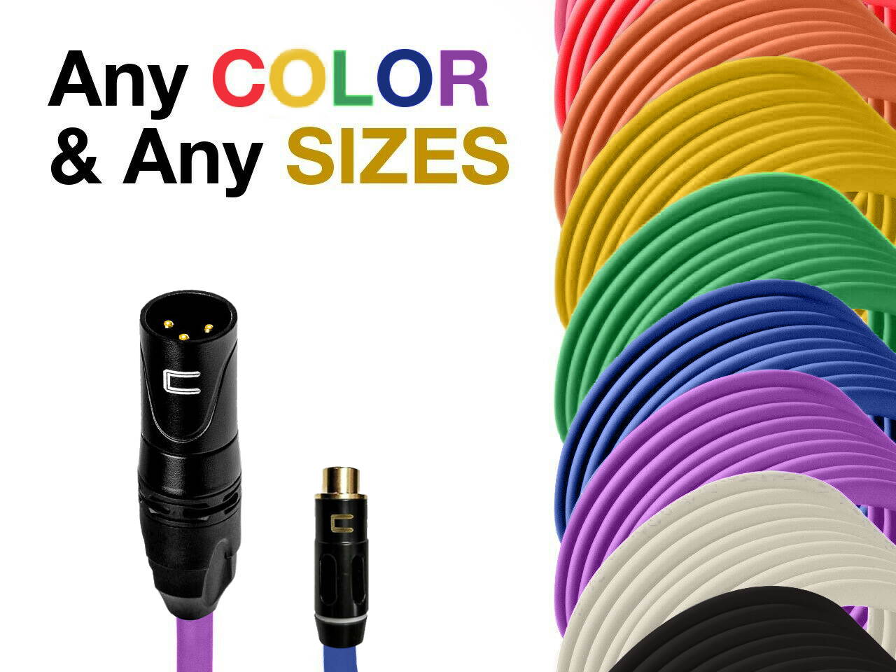 3-Pin XLR Male to 3.5 RCA Female Unbalanced Mono Cable Custom Length Color Cord