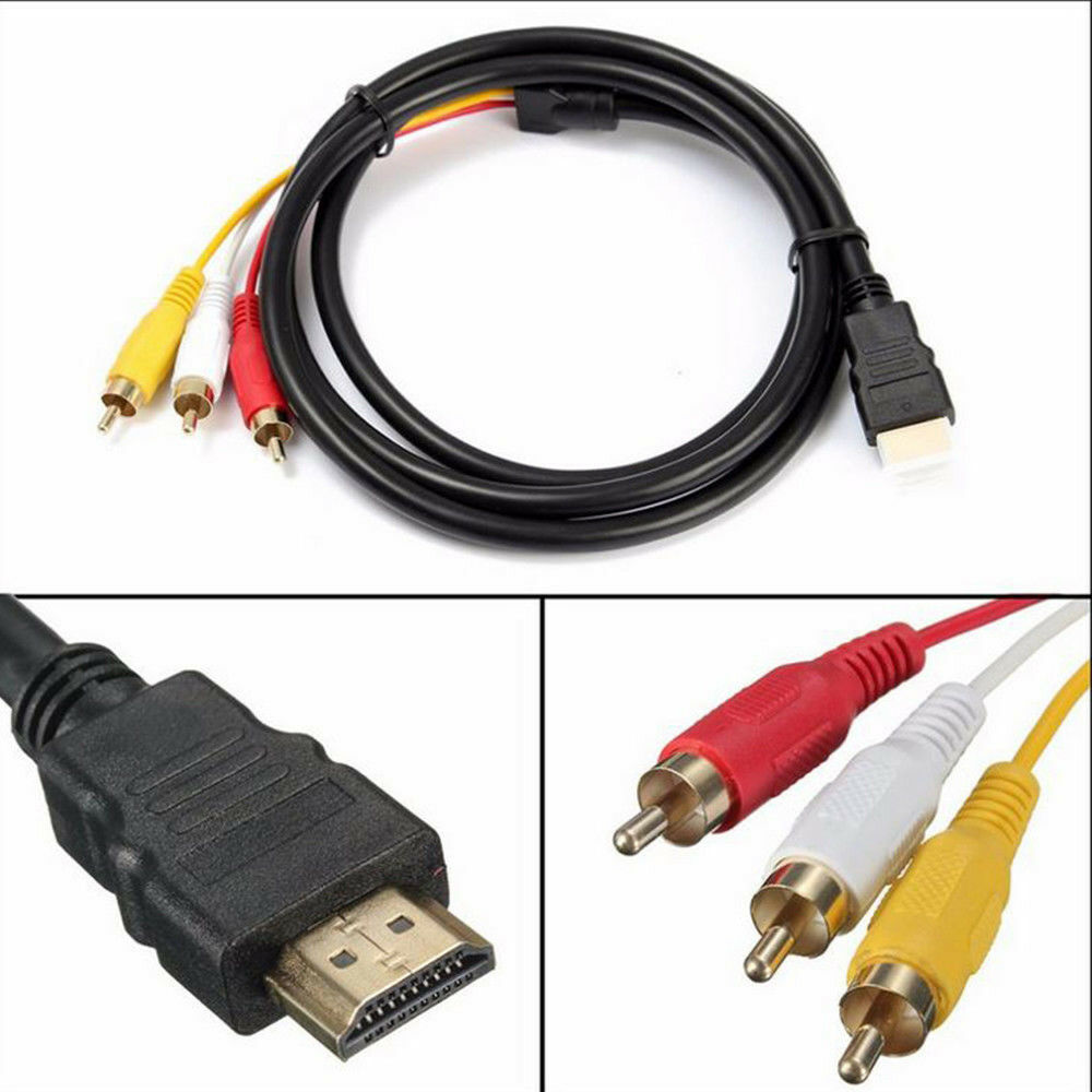 HDMI to RCA Cable, HDMI Male to 3RCA AV Composite Male M/M Connector Adapter Cable Cord Transmitter (NO Signal Conversion Function), One-Way Transmission HDMI to RCA Cable for TV HDTV DVD