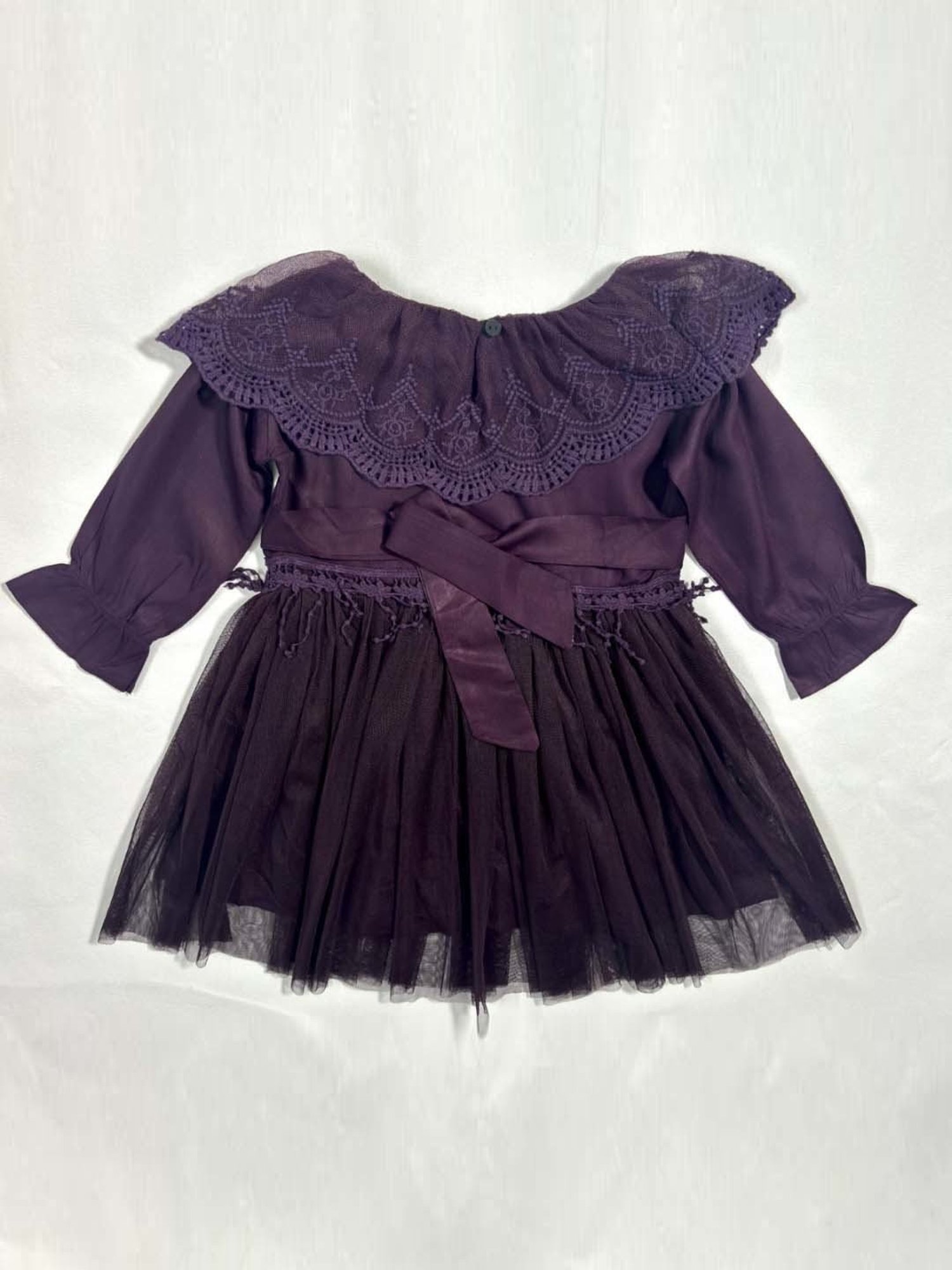 Bella Moda Kids Purple Embroidered Full Sleeves Dress