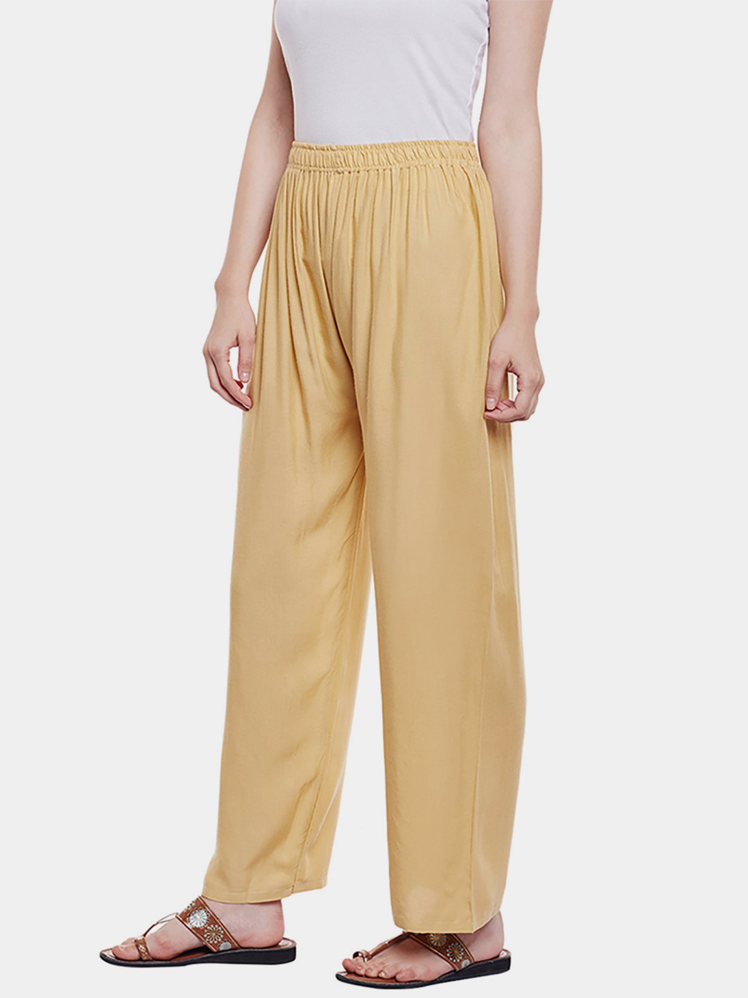 Castle Beige Straight Fit Palazzos