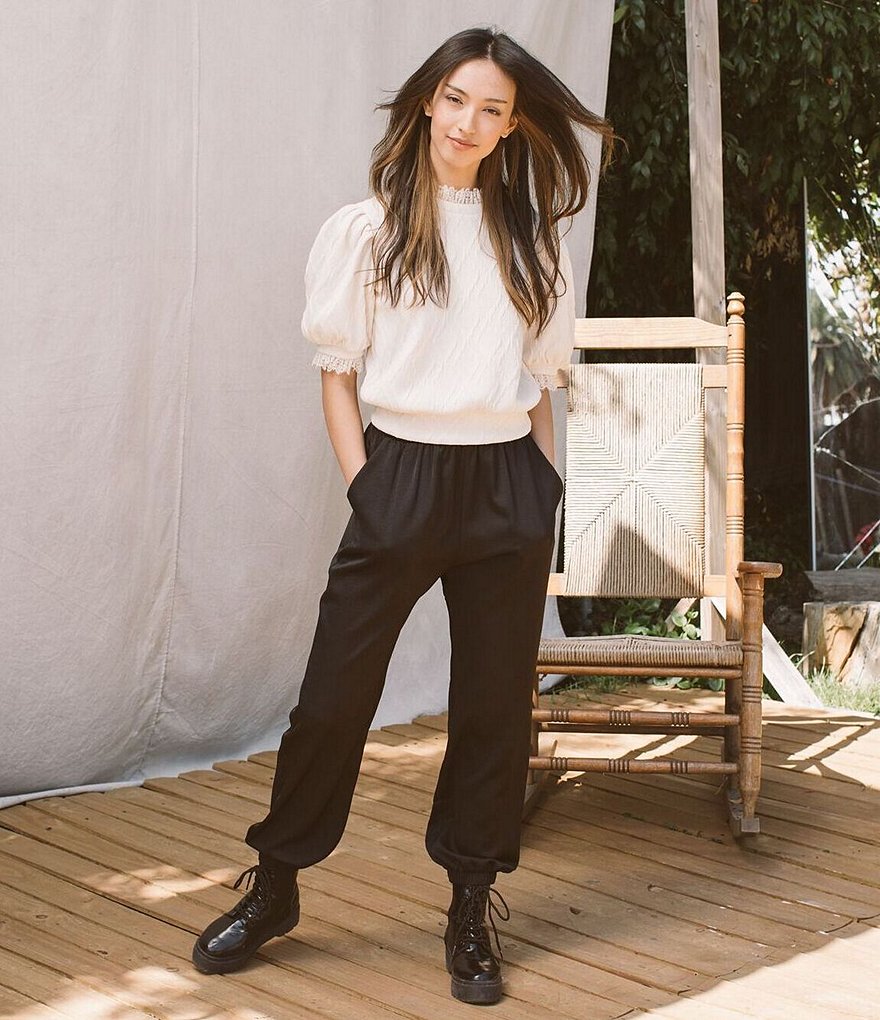 Shabby Chic Sunset Skinny Leg Side Seam Pocket Joggers