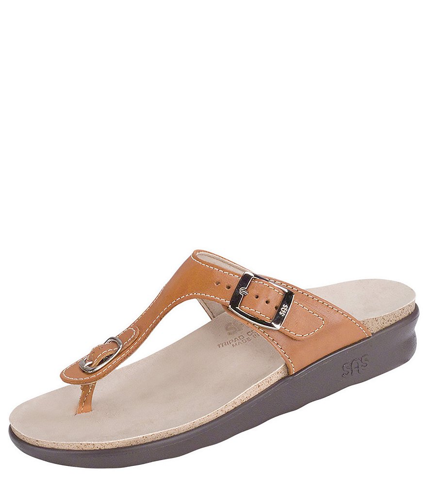SAS Sanibel Leather Thong Wedge Sandals
