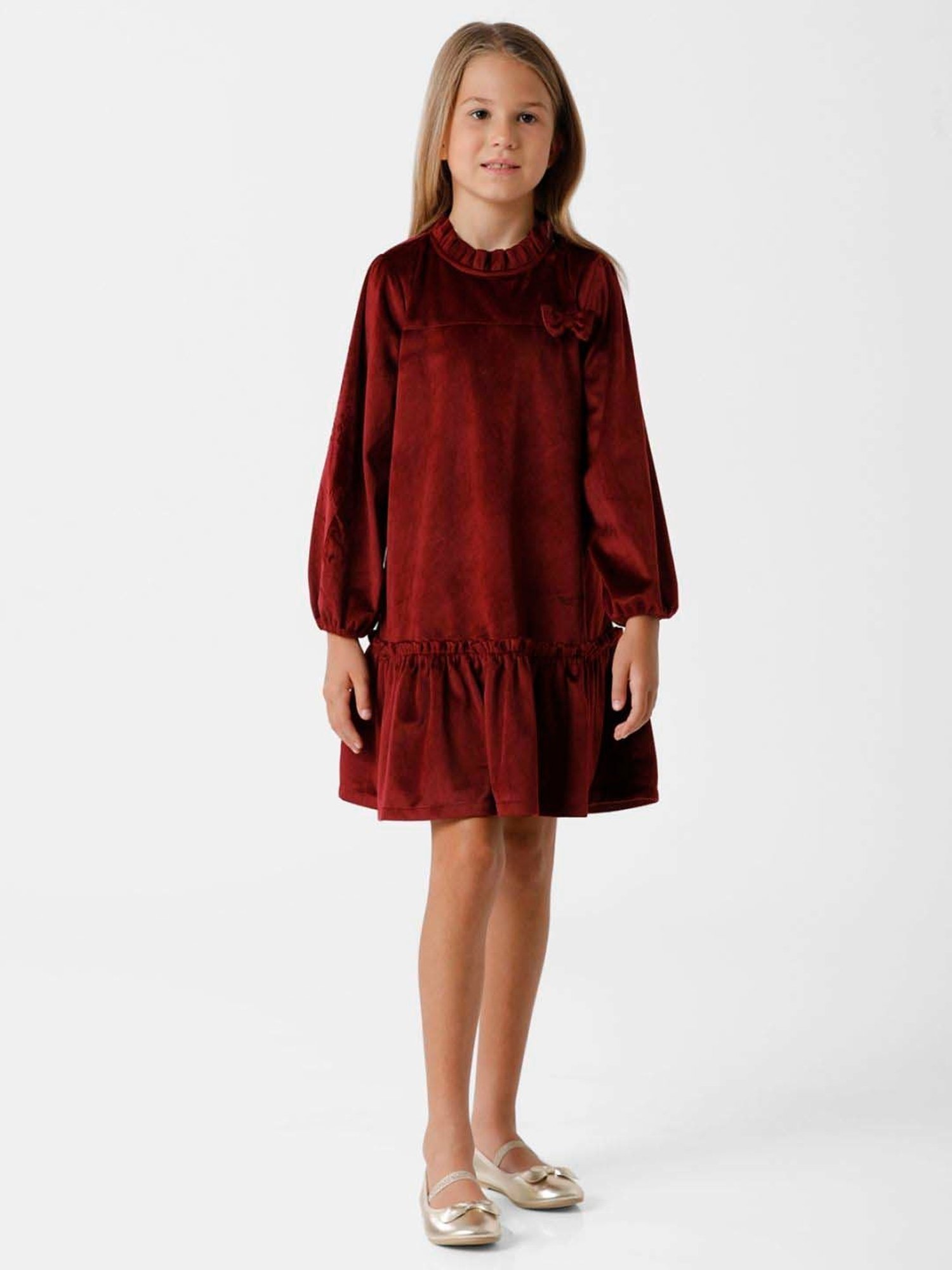 Kate & Oscar Kids Wine Regular Fit Full Sleeves Dress