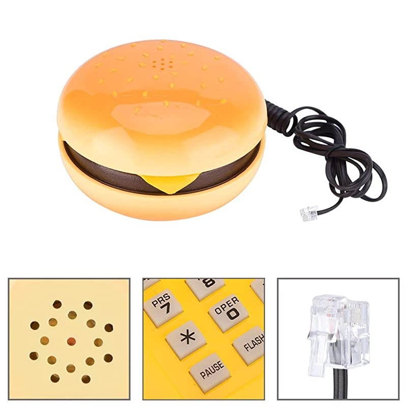 Wired Landline Phone Novelty Emulational Lovely Cute Hamburger Telephone Creative Desktop Phone Corded Phone for Home Office Deco with Flash redial and VoiceFrequency Dialing Function Funny