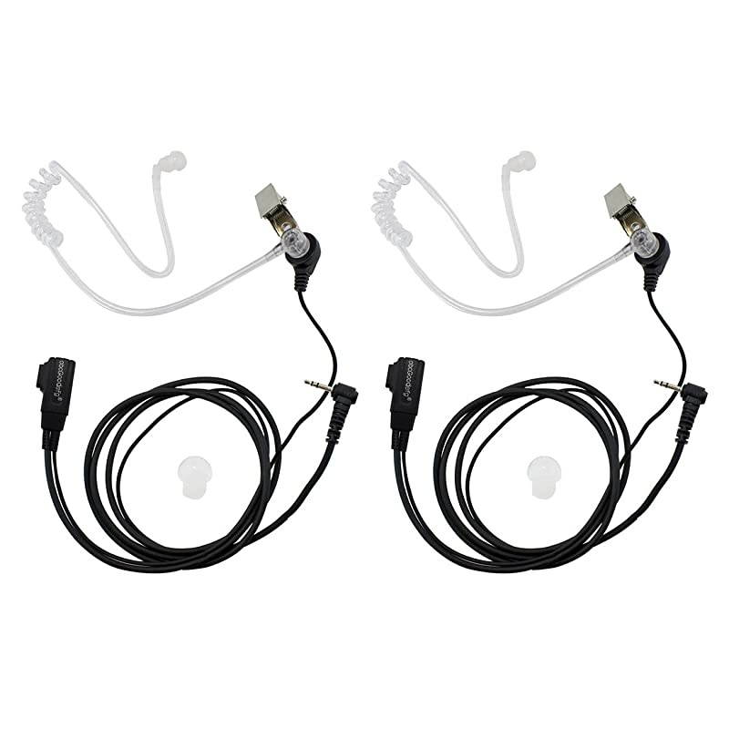2 Two Way Radio Earpiece for Motorola Talkabout Cobra Radios 1 Pin 25mm Covert Acoustic Tube Walkie Talkie Earpiece Headset with PTT Mic 2 Pack