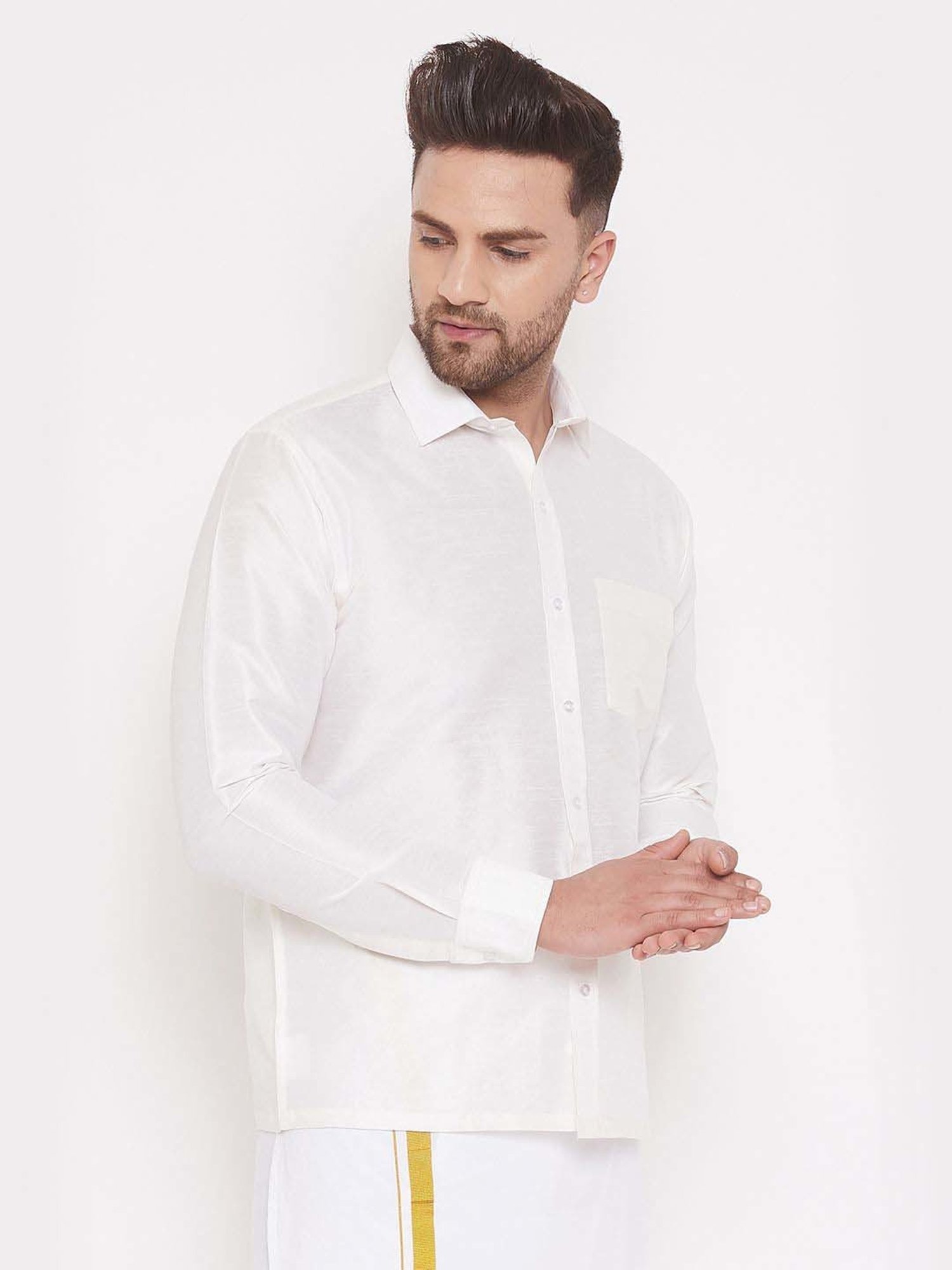 Ramraj Red Cotton Regular Fit Shirt