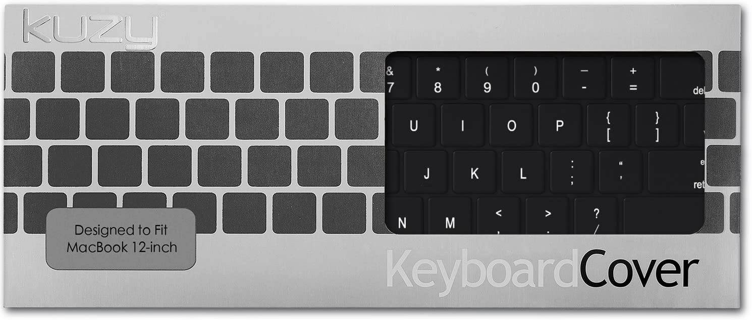 Kuzy - Solid Black Keyboard Cover for MacBook Pro 13 inch A1708 (No TouchBar) Release 2016 & MacBook 12" A1534 Newest Silicone Skin - Solid Black