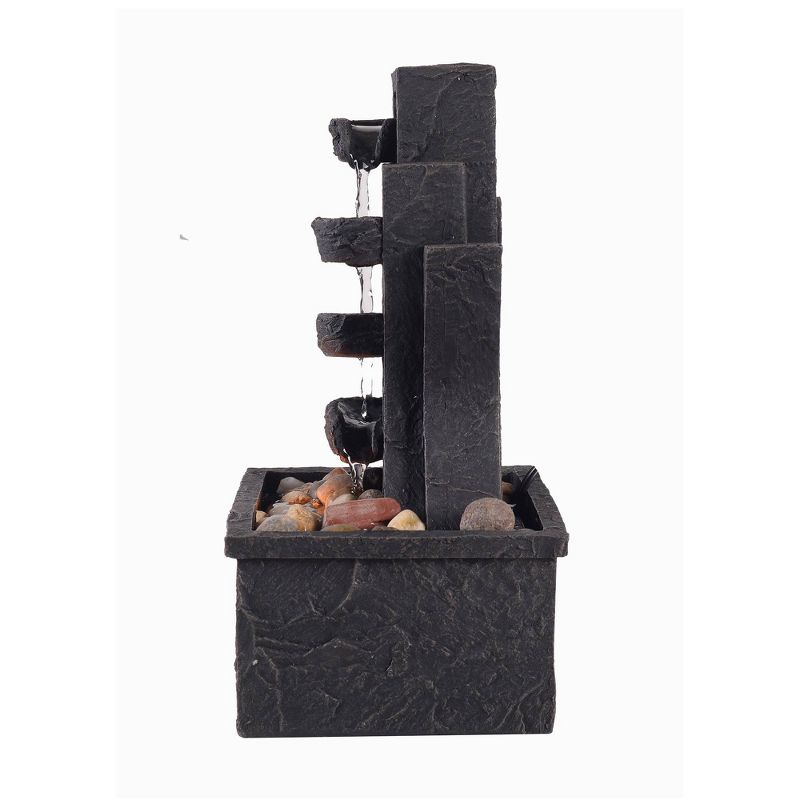 8.7" Tabletop Fountain with LED Light Charcoal Gray - Peaktop