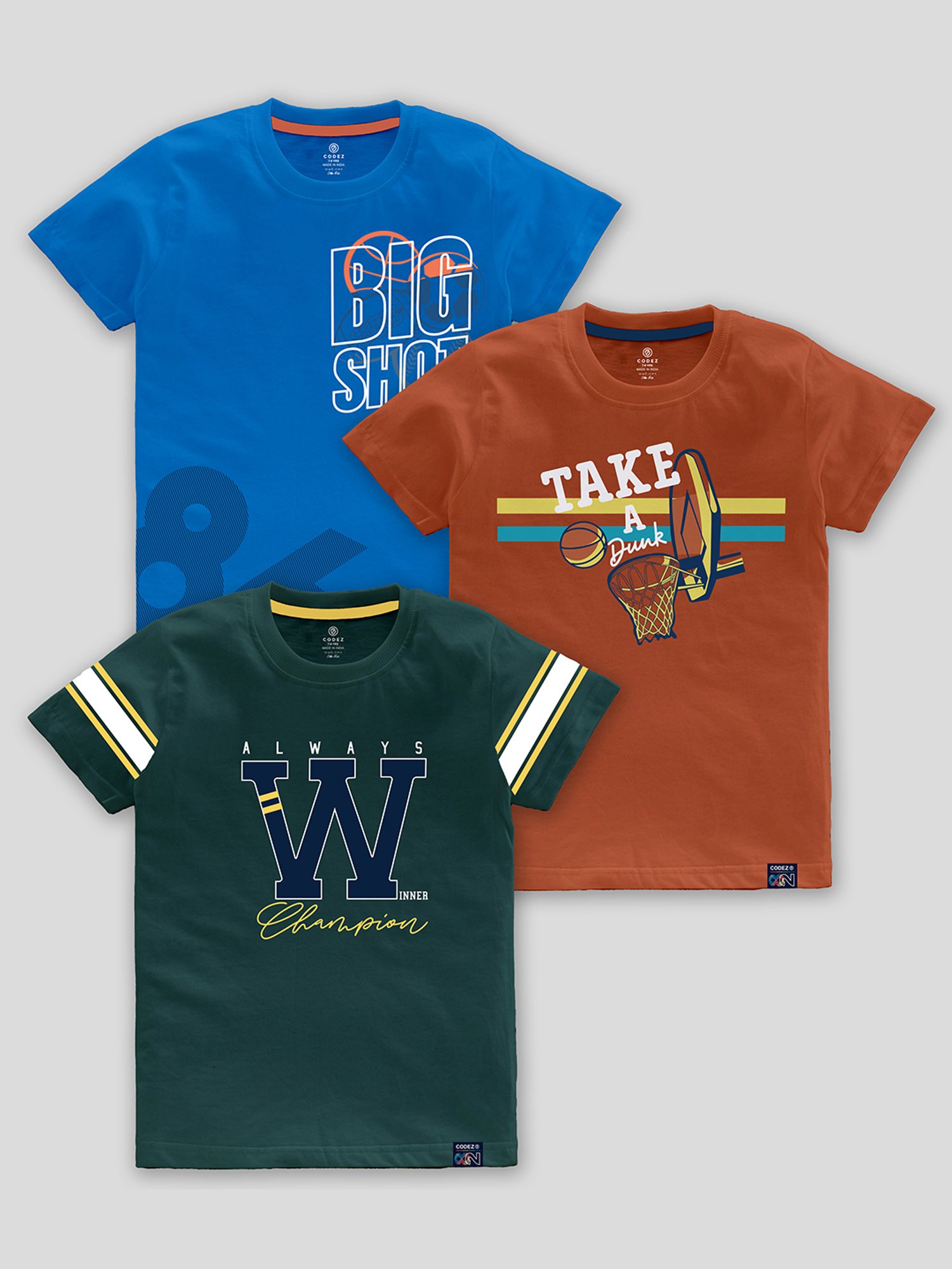 Codez Kids Multicolor Printed T-Shirt (Pack Of 3)