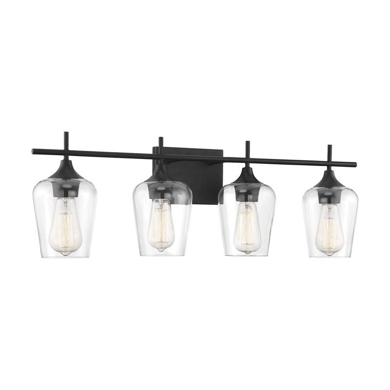 28.75" 4 Light Black Bath Sconce with Glass Clear - Aurora Lighting