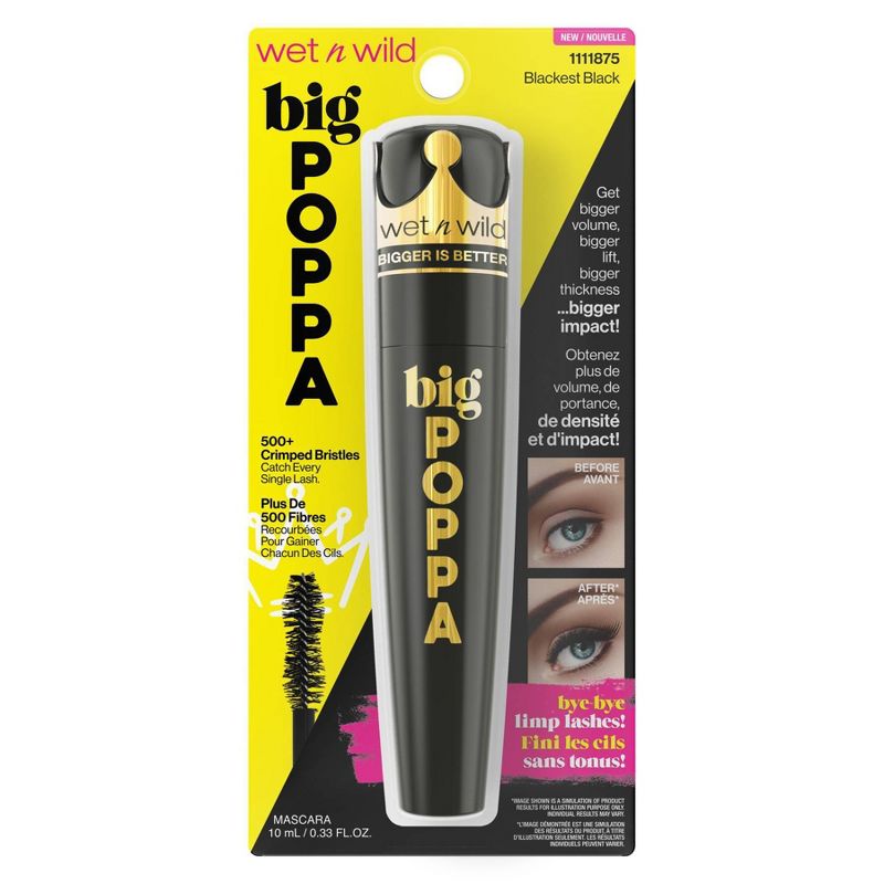 Wet n Wild Big Poppa Mascara - Blackest Black - 0.33 fl oz
